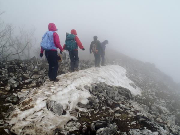 雪渓歩きが１箇所ありました。