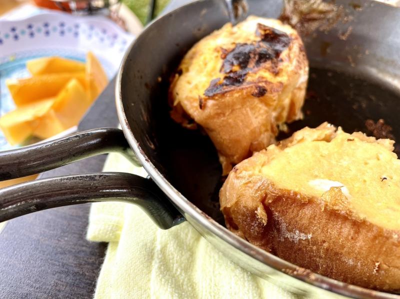 朝食はフレンチトースト＆鍋