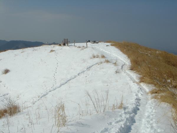 岩湧山山頂部。たっぷりの雪で真っ白です。