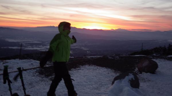 山頂での夕日！！