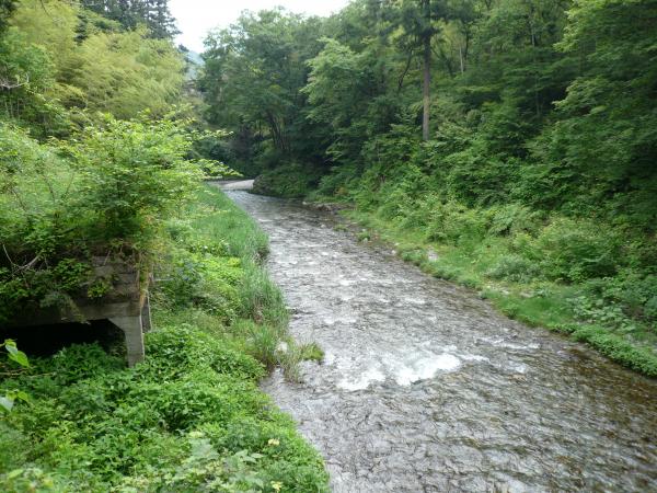 川を渡ってスタートです