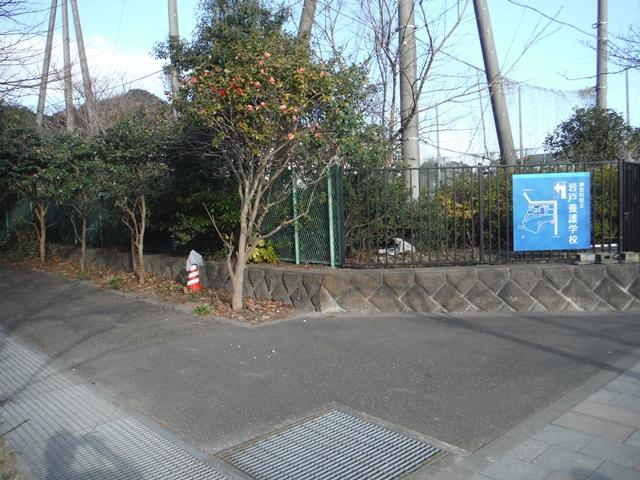 岩戸養護学校脇へ入って行きます。