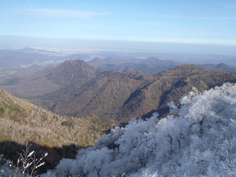霧氷が美しい山頂付近