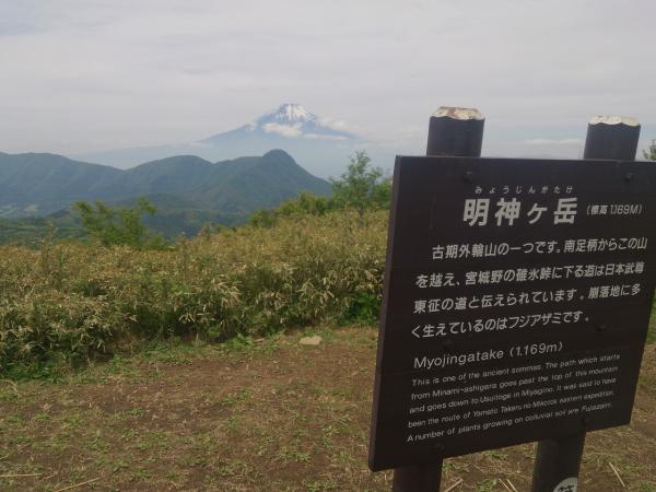 明神ヶ岳山頂と富士山。