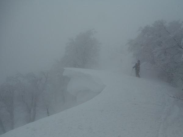 立派な雪庇が出来ています