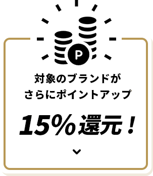 ピックアップアクティビティの対象のブランドがさらに、15%還元ポイントアップ！