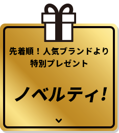 先着順！人気ブランドより特別プレゼント。ノベルティ!