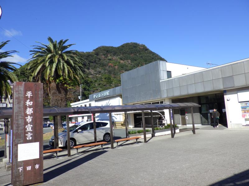 伊豆急下田駅より山を見ます