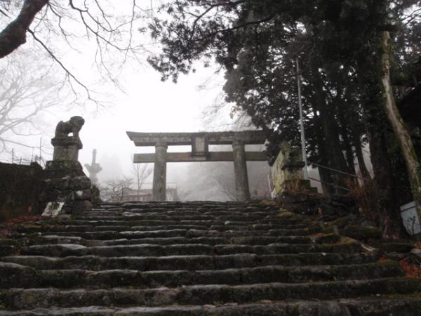 奉幣殿へはひたすら階段を登ります。他に誰も居ません。