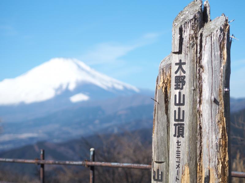 目の前に雄大な富士山が見える大野山