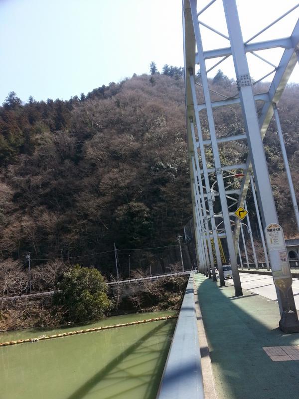 相模湖大橋(正面が嵐山)