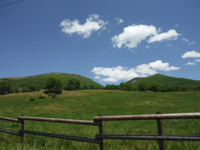 左が根子岳で、右隣の少し見えている黒い山が四阿山