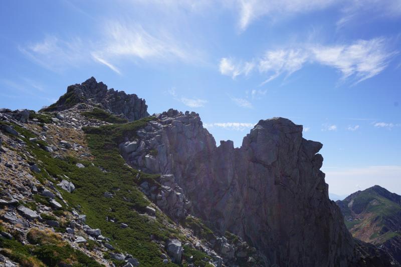 （左）宝剣岳（右）天狗の横顔、天狗岩