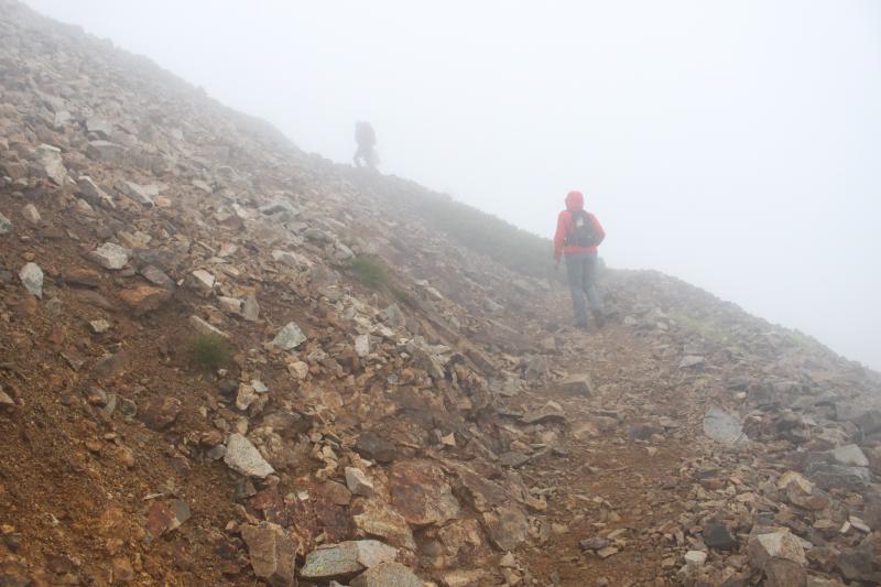 山頂手前で雨が降り出し、鹿島槍ヶ岳山頂の写真は無し。