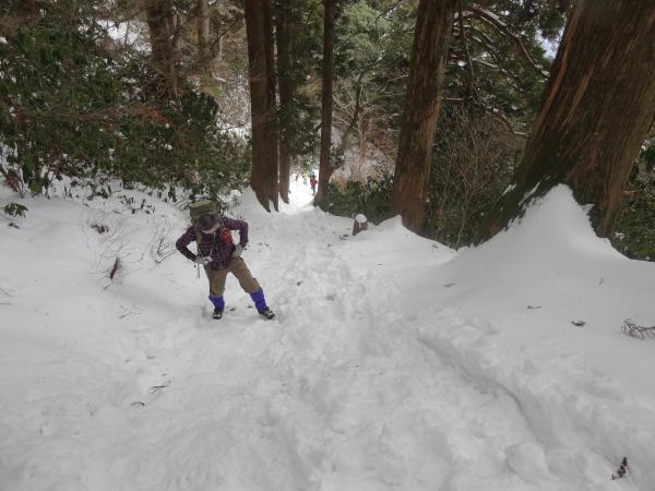 最後の登りが滑ります