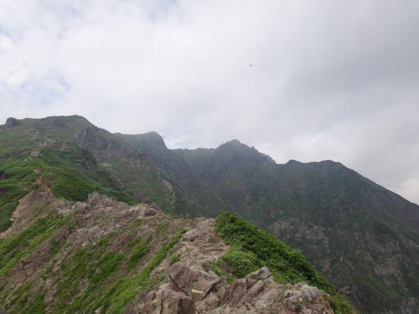 西黒尾根から見上げる両耳。