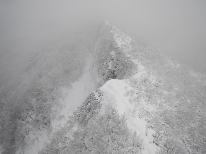 1293mの山とは思えない、雪をまとった稜線の荘厳さよ。