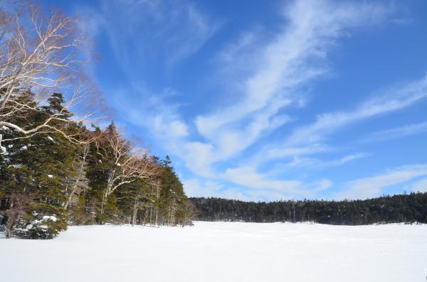 冬雲と雨池!!大雪原で、池の上歩けちゃいます(*^^)v